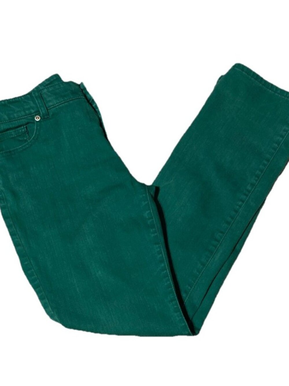 Chico's GREEN so slimming Girlfriend Slim Leg Ankle Jeans Vanity sizing READ AD
